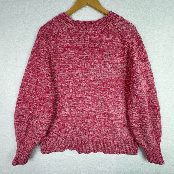 Gap Pink Marled Knit V-Neck Sweater XL Cotton - Picture 9 of 13